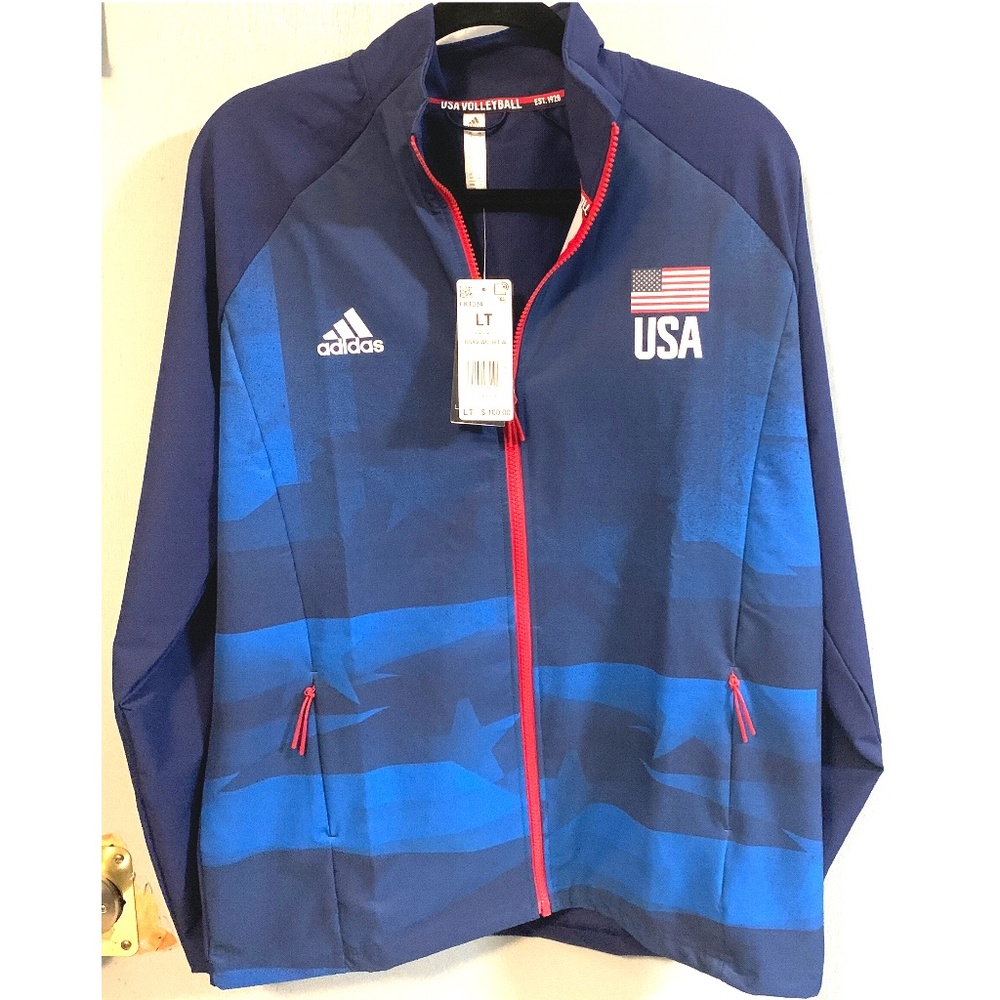 Adidas USA Volleyball Warm Up Full Zip Track Jacket FK1034, Women’s LT, NWT $100